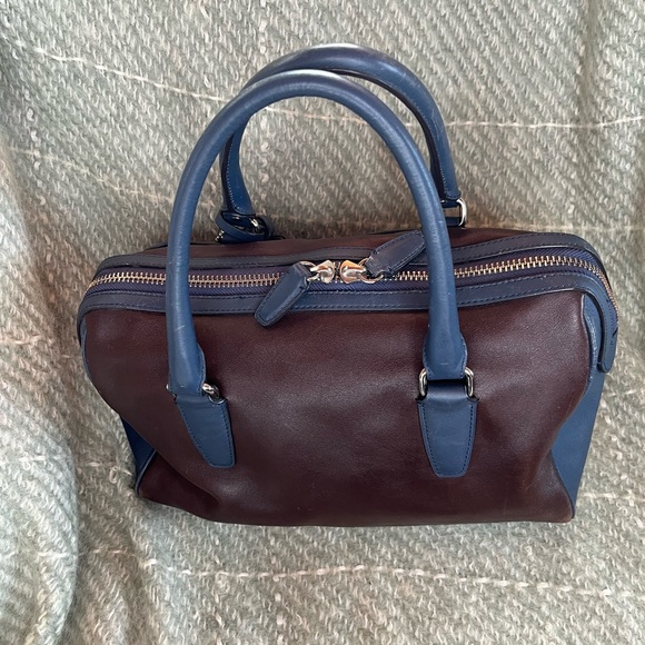 Coach Legacy Haley Satchel Two Tone Dark Brown and Navy - Picture 2 of 7